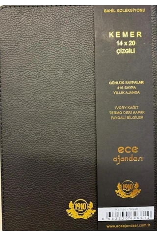 Ece Ajanda Kemer Çizgili Günlük 14x20 2025 Siyah