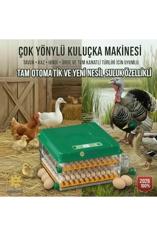 Ep120 Yumurta Kapasiteli Tam Otomatik Kuluçka Makinesi Yeni Nesil Harici Suluklu, Dijital Nem Ve Sı