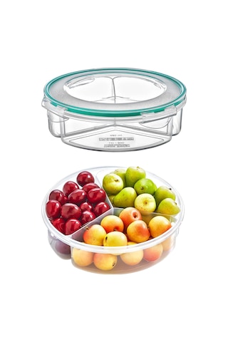 Fresh Box 3 Bölmeli Yuvarlak Saklama Kabı 1350 Ml Hava Geçirmez Sıvı Sızdırmaz Beslenme Kabı Plastik Diğer