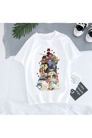Noıssey Kırmızı Etiket Gala Unisex Totoro Stüdyo Ghibli Goth T-shirt Model85 17042 Beyaz