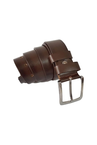 Bawcompany Hakiki Deri Erkek Kemer Kot İçin 4.30cm Deri Hakiki Metal Toka Kahverengi