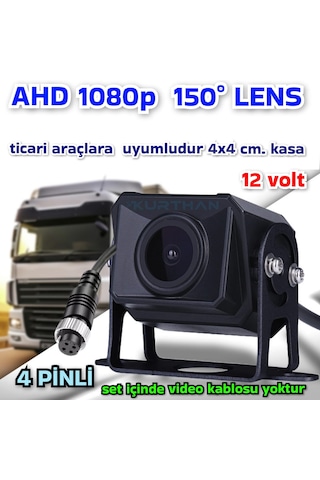 Ahd 1080p 150 Derece 4 Pinli Connector 4x4 Cm. Kamera 12 Volt Video Kablosuz Gönderilir