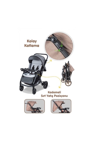 Baby Care Bc-500 Combo Maxi Pro Çift Yönlü Puset Gri