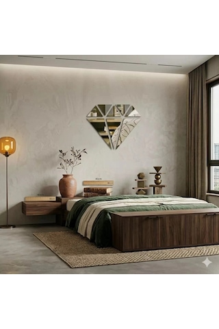 Durukar 40x40 Cm Elmas Formlu Kırılmaz Pleksi Ayna - Geometrik Duvar Dekoru Çok Renkli