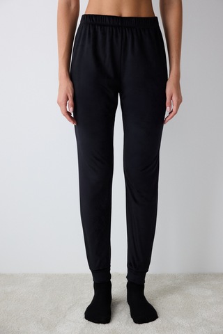 Penti Black Fuzzy Solid Siyah Pantolon Pijama Altı Siyah Siyah