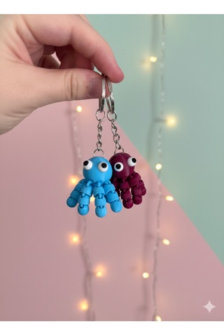 Hareketli Kollu Sevimli Mini Ahtapot Anahtarlık Charm - Neşe Veren Arkadaş Model104