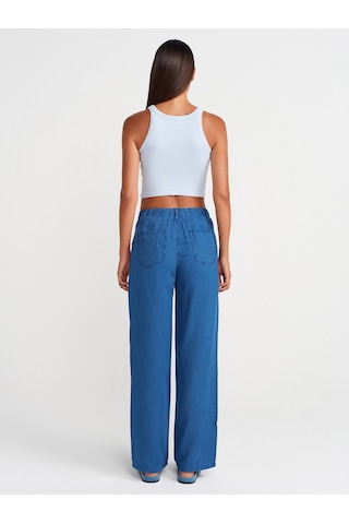Dilvin 72022 Çizgili Lyocell Denim Pantolon-lacivert Lacivert