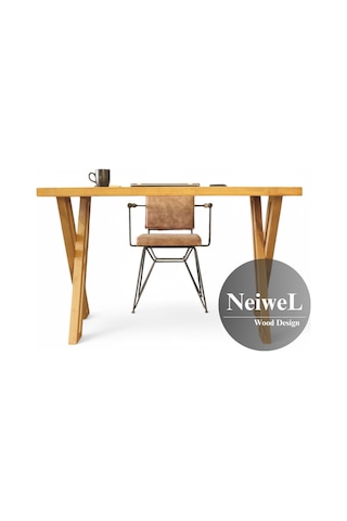 Neiwel Riva Doğal Ahşap Çalışma Ve Ofis Masası-70cm-100cm Açık Ceviz