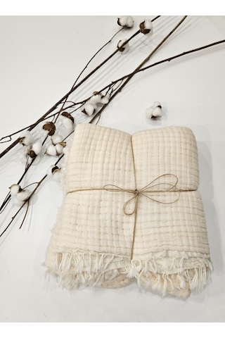 Gidia Krem 7 Katlı Çift Taraflı Dolgulu Müslin Bebek-Çocuk Battaniyesi %100 Pamuk 110 x 110 CM Somon