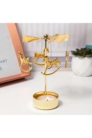 Isı İle Dönen Mumluk Atlı Karınca Modeli Dilek Çanı Gold