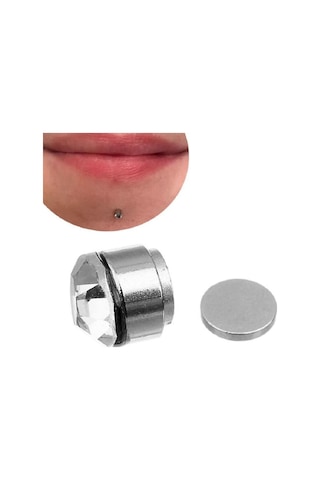 Beyaz Zirkon Taşlı 3 Mm Mıknatıslı Deliksiz Küpe 1 Çift Manyetik Fake Küpe Gümüş