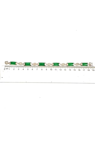Yeşim Taşlı Gümüş Genç Kız Bileklik 925 Ayar 8,56 Gram 18 Cm