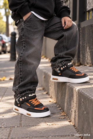 Mini Bonito Unisex Çocuk Sneaker Işıklı Tabanlı Günlük Spor Ayakkabı 26-30 Numara Arası Işıklı Füme