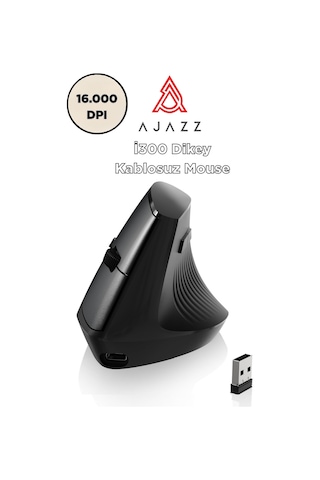 İ300 Kablosuz Ergonomik Dikey Mouse- 84gr-sessiz Tıklama- 57 Açı-16.000 Dpı Diğer