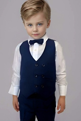 Riccotarz Erkek Bebek Takım Elbise Lacivert Yelekli Alt Üst Takım Lacivert