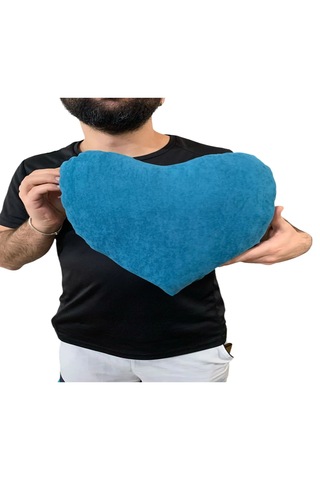 Ozclife Kalp Yastığı %100 Pamuklu %100 Boncuk Elyaf - Mavi