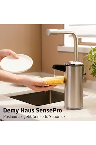 Demy Haus Sensepro Sensörlü Otomatik Sıvı Sabunluk Şarjlı Pasla Metalik Gri