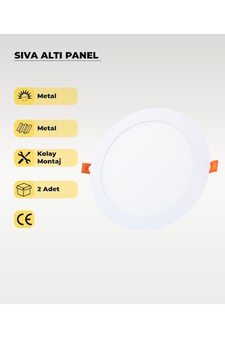 15w Sıva Altı Yuvarlak Slim Led 3200k Sarı Işık 2 Adet Beyaz