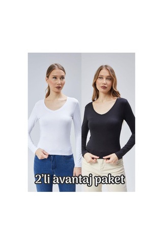 Virago 2'li Soft Touch V Yaka Uzun Kol Bluz/body 1 Siyah 1 Beyaz Siyah Beyaz - 687138297 Siyah Beyaz - 687138297 Siyah Beyaz