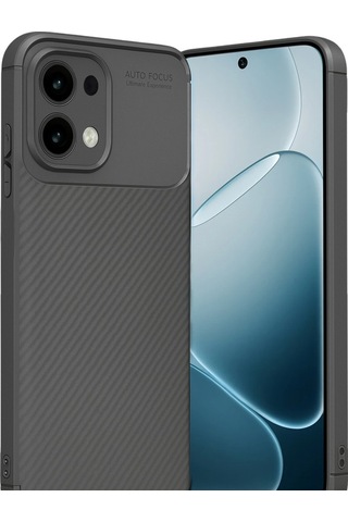 Oppo A6 Pro 4g Uyumlu Kılıf Karbon Tasarım Kamera Korumalı Silikon Telefon Kılıfı Kapak Gri