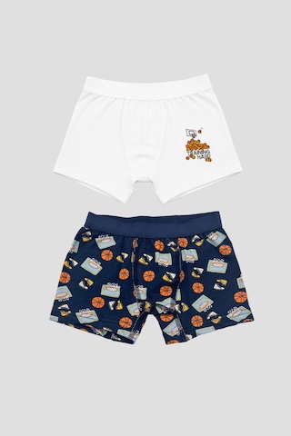 Defne Baby Erkek Çocuk Desenli Premium Pamuklu 2'li Boxer Seti Çok Renkli