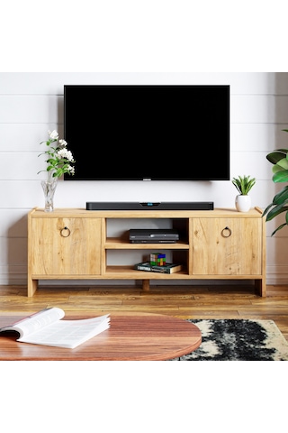 Tv Sehpası Kapaklı Raflı Tv Ünitesi Televizyon Sehpası Çam