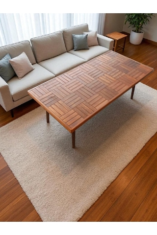 Orta Sehpa Ahşap Ceviz Renk Konik Ayak 120 X 60 Cm Yükseklik 42 C