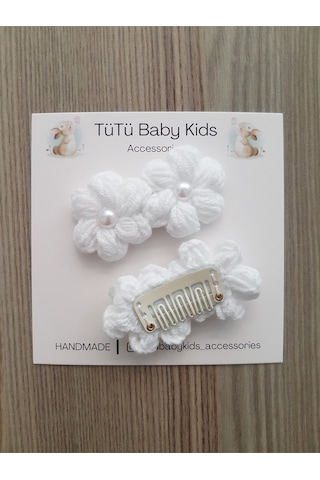 My Vintage Papatya Saçsız Bebek Tokası, Az Saçlı Kız Bebek Tokası, Çıtçıtlı Toka Tek İnci Papatya
