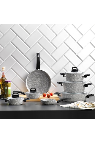 Schafer Dark Storm Tencere Seti 12 Parça Gri