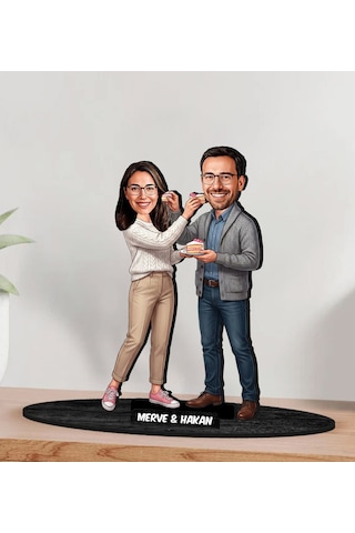 Bk Gift Kişiye Özel Sevgili Karikatürlü Ahşap Biblo -13, Fotoğraftan Karikatür, Sevgililer Günü Hediyesi, Ev Hediyesi Kobitmeyencom36340 Bk Gift