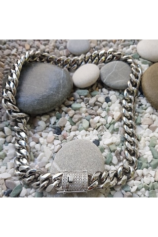 Chavin 46 Cm. 14 Mm. Taşlı Çelik Bayan Zincir Kolye Ep08