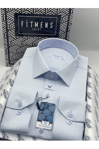 Fitmens Klasik Uzun Kol Cepsiz Likralı Rahat Kumaş Erkek Gömlek Fs-004517 - Buz Mavi-3186
