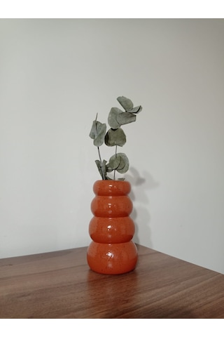 Terracotta Bubble Vazo/ 2 Dal Kuru Okaliptüs