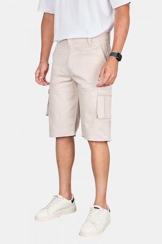 Rizzup Erkek Krem Likralı Gabardin Modern Fit Kargo Kapri Şort Çok Cepli Yazlık Rahat Kesim Şort 2002014