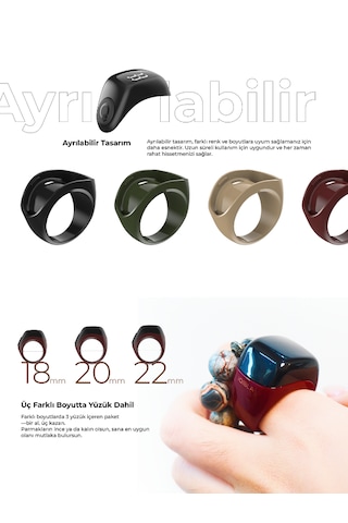 Iqibla Smart Ring J01T Jood Lite Akıllı Zikir Yüzüğü Yeşil