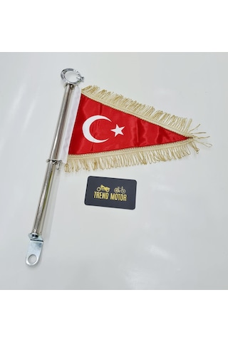 Motosiklet Makam Bayrağı Flama - Ay Yıldız Altın Püskül