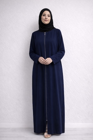 Bilenler Kadın Namaz Seti Fermuarlı Viskon Namaz Elbisesi Örtü İnci Tesbih Seccade M1001 Lacivert