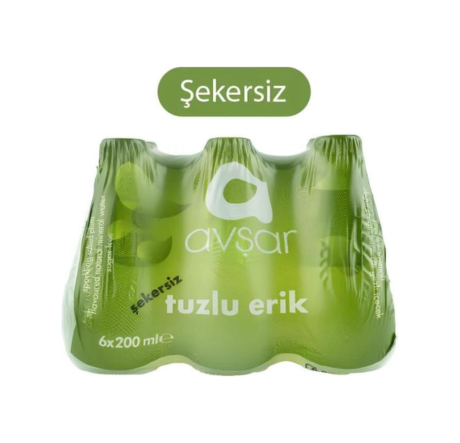 Avşar Yeşil Erik Aromalı Maden Suyu Şekersiz Tuzlu Erik 6x200 Ml 6 Adet