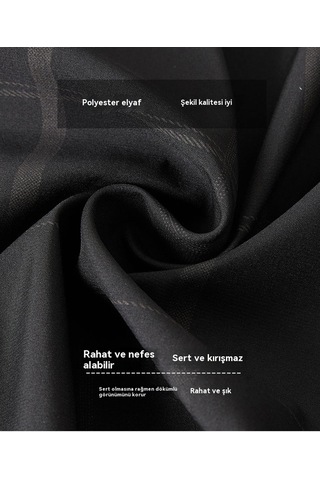 Erkek Ekose Günlük Kışlık Ceket, Ekose Polar Astarlı Ve Kalınlaştırılmış Ceket Siyah