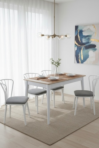Dfy101 Mdf Yemek Masası Modern Minimalist Mutfak Salon Masası Şık Kullanışlı Dekoratif Tasarım Koyu Ceviz-beyaz