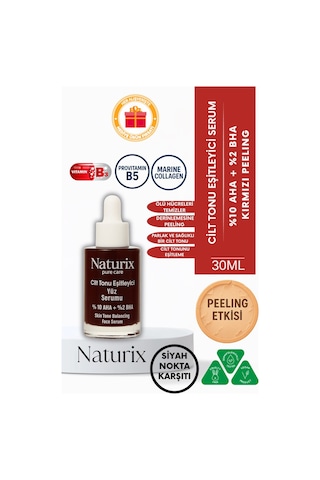 Cilt Tonu Eşitleyici Serum %10 Aha + %2 Bha Kırmızı Peeling Etkisi 30 Ml