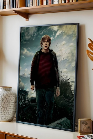 Ron Weasley Hogwarts Savaşı Çerçeveli Tablo - Lüks Harry Potter Karakter Posteri Modern Duvar Dekoru Siyah