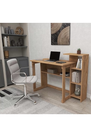 Reyo Home Enda Saye 5 Raflı Kitaplıklı Çalışma Masası Atlantikçam Atlantik Çam