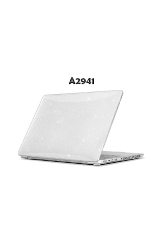 Apple Uyumlu MacBook Air 15 Inç M2 Çip A2941 Tam Alt Üst Kılıf + Klavye Kılıfı + Ekran Koruyucu Film Simli