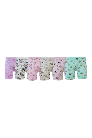 Hepsine Rakip 6lı Kız Çocuk Boxer Pamuklu Likralı Baskılı Renkli Boxer Karışık
