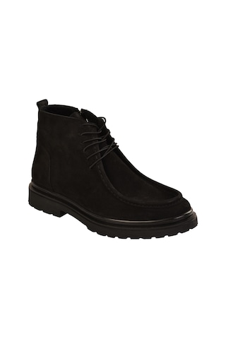 Erkek İçi Kürklü Fermuarlı Deri Casual Bot Siyah Süet