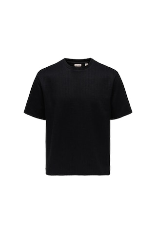 Only & Sons Erkek Jakarlı Bisiklet Yaka Siyah T-shirt - 22037430