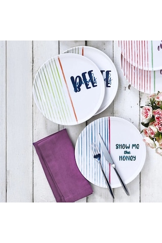 Fecra Text 6 Parça Pasta Tabağı Seti