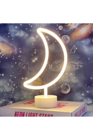 Ay Tasarımlı Neon Led Masa Ve Gece Lambası Sarı