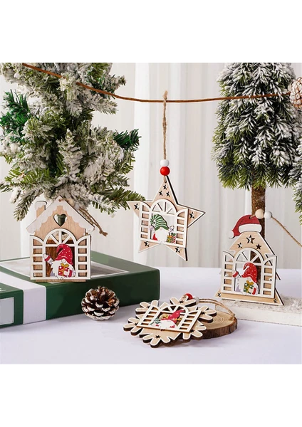 Buaoaos Noel Kolye Ahşap Etiketler Yılbaşı Dekoru Ahşap Kesme Ahşap Noel Ağacı Kolye Noel Asılı Süsleme 001